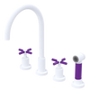 Rubinet Widespread Kitchen Set with LaSalle Spout with Hand Spray Matt White