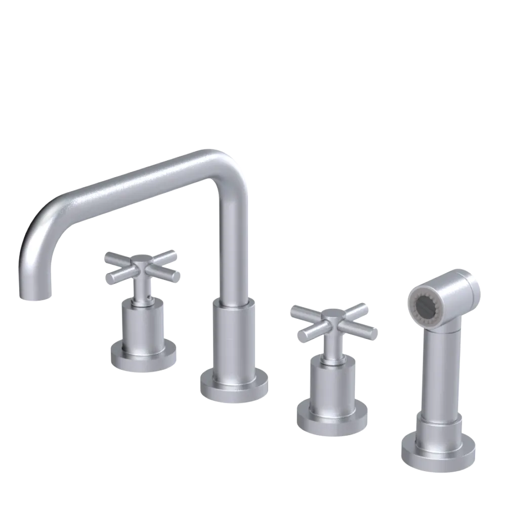 Rubinet Widespread Kitchen Set with Hand Spray Satin Chrome