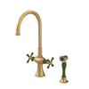 Rubinet Two Handle Single Hole Kitchen Set with Hand Spray Satin Gold