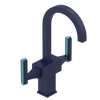 Rubinet Single Hole Dual Handle Lav. Set. (less drain) Midnight Blue