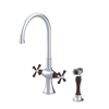 Rubinet Two Handle Single Hole Kitchen Set with Hand Spray Satin Chrome