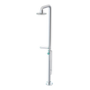 Rubinet Pressure Balance Outdoor Shower with Foot Rinse & 10" Shower Head (with shelf) - 304 Stainless Steel Chrome