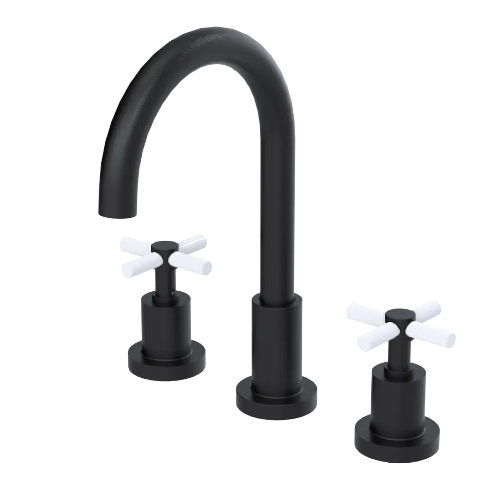 Rubinet Widespread Kitchen Set with LaSalle Spout Matt Black