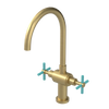 Rubinet Two Handle Single Hole Kitchen Set with LaSalle Spout Satin Brass