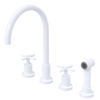 Rubinet Widespread Kitchen Set with LaSalle Spout with Hand Spray White
