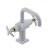 Rubinet Single Hole Dual Handle Lav. Set. with Genesis spout (less drain) White