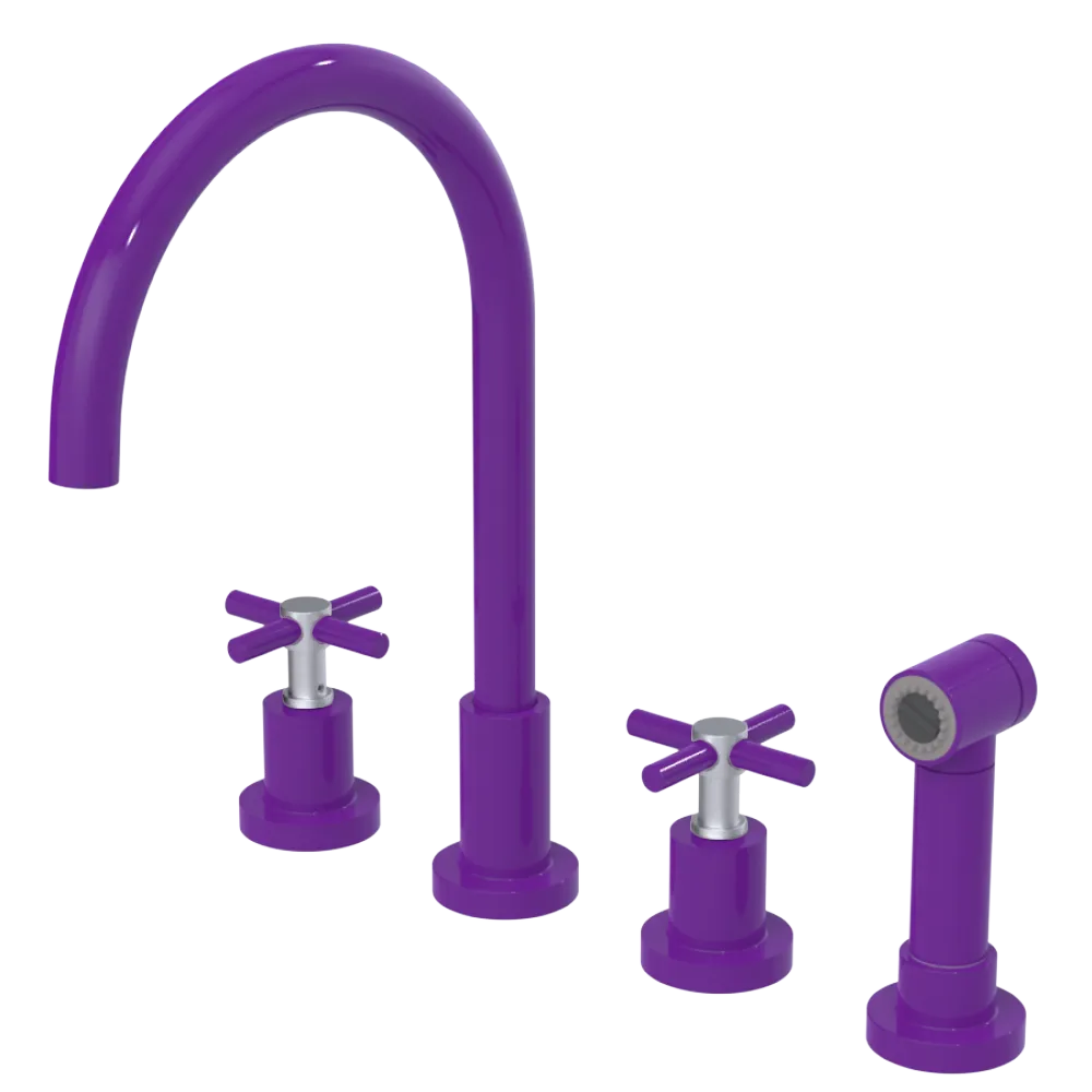 Rubinet Widespread Kitchen Set with LaSalle Spout with Hand Spray Purple Haze