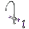 Rubinet Two Handle Single Hole Kitchen Set with LaSalle Spout with Hand Spray Satin Nickel