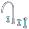 Rubinet Widespread Kitchen Set with LaSalle Spout with Hand Spray Satin Chrome