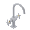 Rubinet Single Hole Dual Handle Lav. Set. (less drain) Matt White