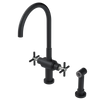 Rubinet Two Handle Single Hole Kitchen Set with LaSalle Spout with Hand Spray Matt Black