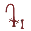 Rubinet Two Handle Single Hole Kitchen Set with Hand Spray Maroon