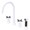 Rubinet Widespread Kitchen Set with LaSalle Spout with Hand Spray Matt White