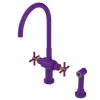 Rubinet Two Handle Single Hole Kitchen Set with LaSalle Spout with Hand Spray Purple Haze