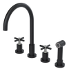 Rubinet Widespread Kitchen Set with LaSalle Spout with Hand Spray Matt Black