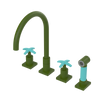 Rubinet Widespread Kitchen Set with Hand Spray Green Envy