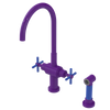 Rubinet Two Handle Single Hole Kitchen Set with LaSalle Spout with Hand Spray Purple Haze
