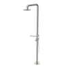 Rubinet Pressure Balance Outdoor Shower with Hand Held Shower & 10" Shower Head (with shelf) - 304 Stainless Steel Polished Nickel