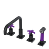 Rubinet Widespread Kitchen Set with Genesis Spout with Hand Spray Matt Black