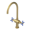 Rubinet Two Handle Single Hole Kitchen Set with LaSalle Spout Satin Brass