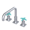 Rubinet Widespread Kitchen Set with Genesis Spout Satin Chrome