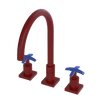 Rubinet Widespread Kitchen Set Maroon