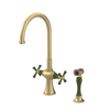Rubinet Two Handle Single Hole Kitchen Set with Hand Spray Satin Brass