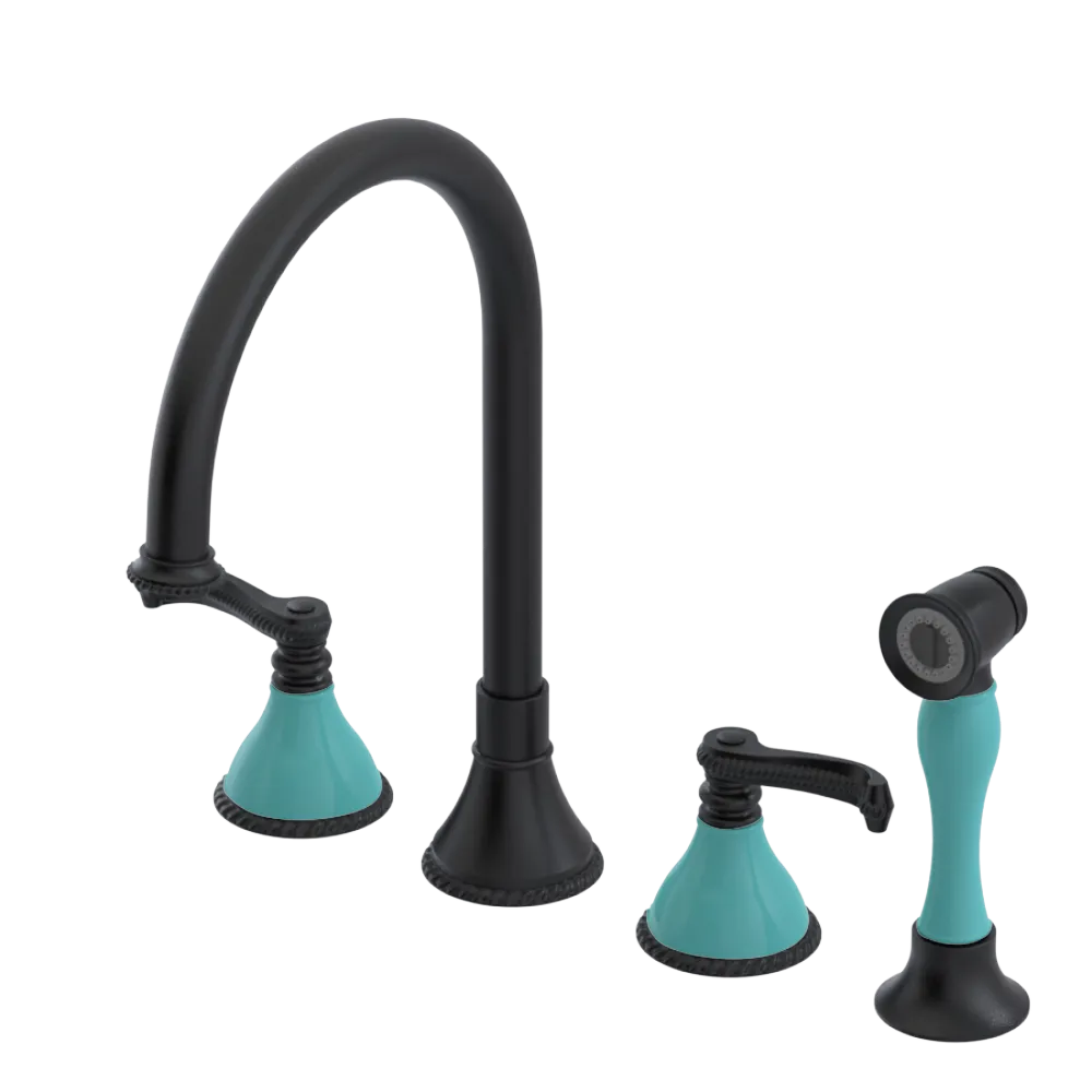 Rubinet Widespread Kitchen Set with Hand Spray Matt Black