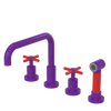 Rubinet Widespread Kitchen Set with Hand Spray Purple Haze