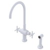 Rubinet Two Handle Single Hole Kitchen Set with LaSalle Spout with Hand Spray White