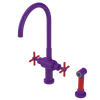 Rubinet Two Handle Single Hole Kitchen Set with LaSalle Spout with Hand Spray Purple Haze