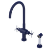 Rubinet Two Handle Single Hole Kitchen Set with LaSalle Spout with Hand Spray Midnight Blue