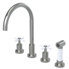 Rubinet Widespread Kitchen Set with LaSalle Spout with Hand Spray Satin Nickel