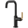 Litze Bar Faucet with Square Spout and Industrial Handle Kit - Matte Black / Brilliance® Luxe Gold®