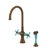Rubinet Two Handle Single Hole Kitchen Set with Hand Spray Tuscan Brass