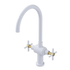 Rubinet Two Handle Single Hole Kitchen Set with LaSalle Spout White