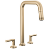 Brizo Kintsu Widespread Pull-Down Faucet with Square Spout - Less Handles - Complete Kit - Lumicoat® Luxe Gold®