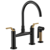 Litze Bridge Faucet with Arc Spout and Industrial Handle - Matte Black / Brilliance® Luxe Gold®