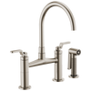 Litze Bridge Faucet with Arc Spout and Industrial Handle - Brilliance® Stainless