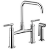 Litze Bridge Faucet with Square Spout and Knurled Handle - Polished Chrome