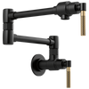 Litze Wall Mount Pot Filler with Knurled Handle Kit - Matte Black / Brilliance® Luxe Gold®
