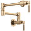 Litze Wall Mount Pot Filler with Knurled Handle Kit - Brilliance® Luxe Gold®