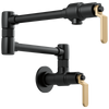 Litze Wall Mount Pot Filler with Industrial Handle Kit - Matte Black / Brilliance® Luxe Gold®