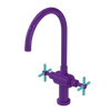 Rubinet Two Handle Single Hole Kitchen Set with LaSalle Spout Purple Haze