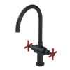 Rubinet Two Handle Single Hole Kitchen Set with LaSalle Spout Matt Black