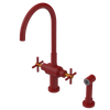 Rubinet Two Handle Single Hole Kitchen Set with LaSalle Spout with Hand Spray Maroon