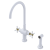 Rubinet Two Handle Single Hole Kitchen Set with LaSalle Spout with Hand Spray White