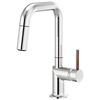 Brizo Odin Pull-Down Prep Faucet with Square Spout - Less Handle - Complete Kit - Polished Chrome