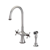 Rubinet Two Handle Single Hole Kitchen Set with Hand Spray Polished Nickel