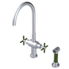 Rubinet Two Handle Single Hole Kitchen Set with LaSalle Spout with Hand Spray Satin Chrome